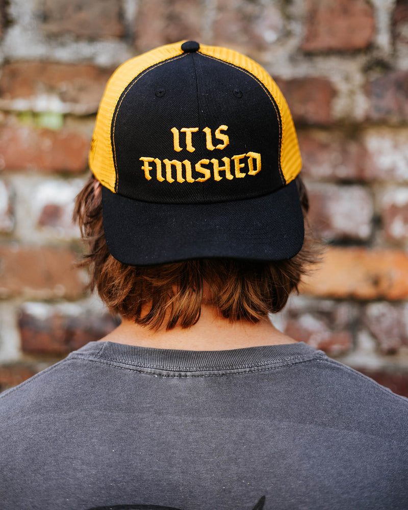 'It Is Finished' Black & Yellow Snapback Hat