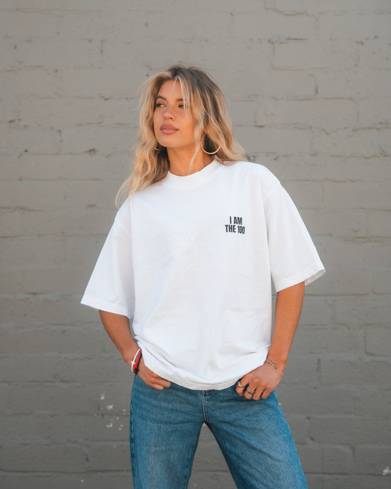 I AM THE 100 White Tee
