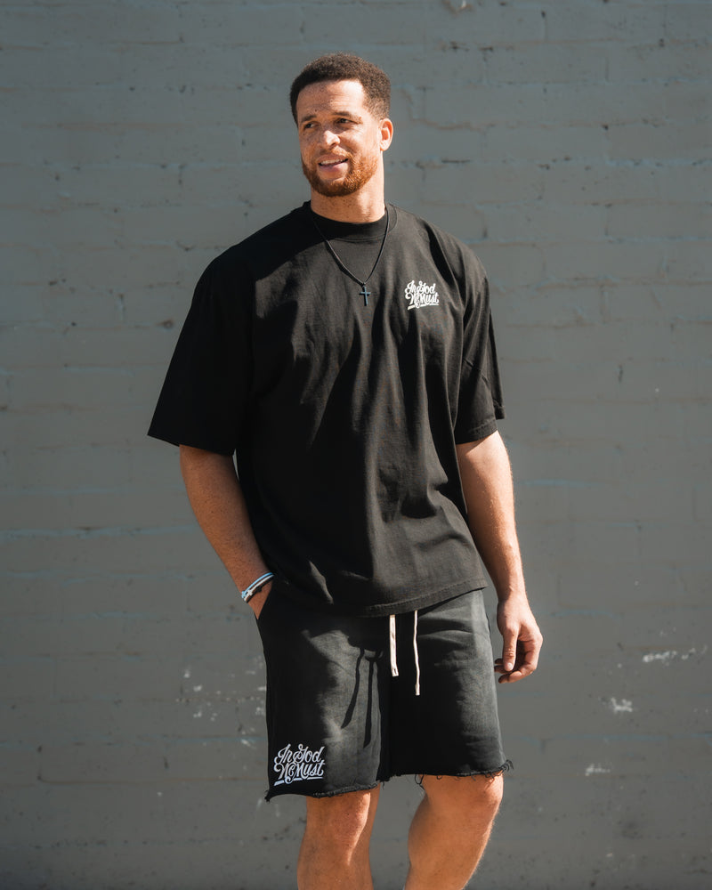 Vintage Washed Heavyweight Shorts- Black