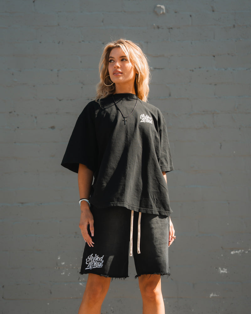 Vintage Washed Heavyweight Shorts- Black