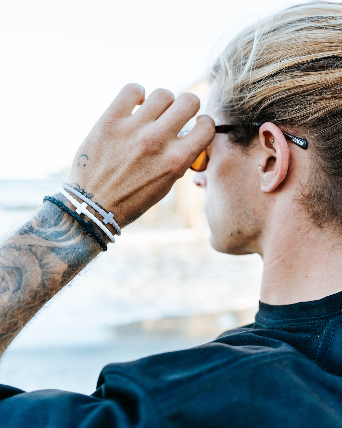 Infinity Cross Bracelets-Black/White/Gray – In God We Must, image size:1200x1500