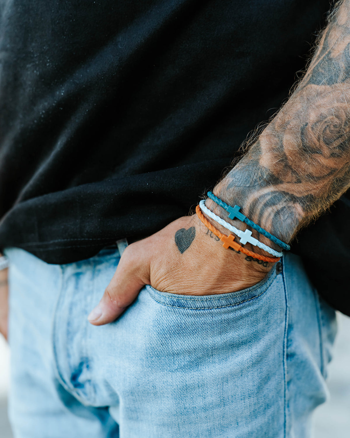 Infinity Cross Bracelets-Blue/Orange/Teal – In God We Must, image size:1200x1500