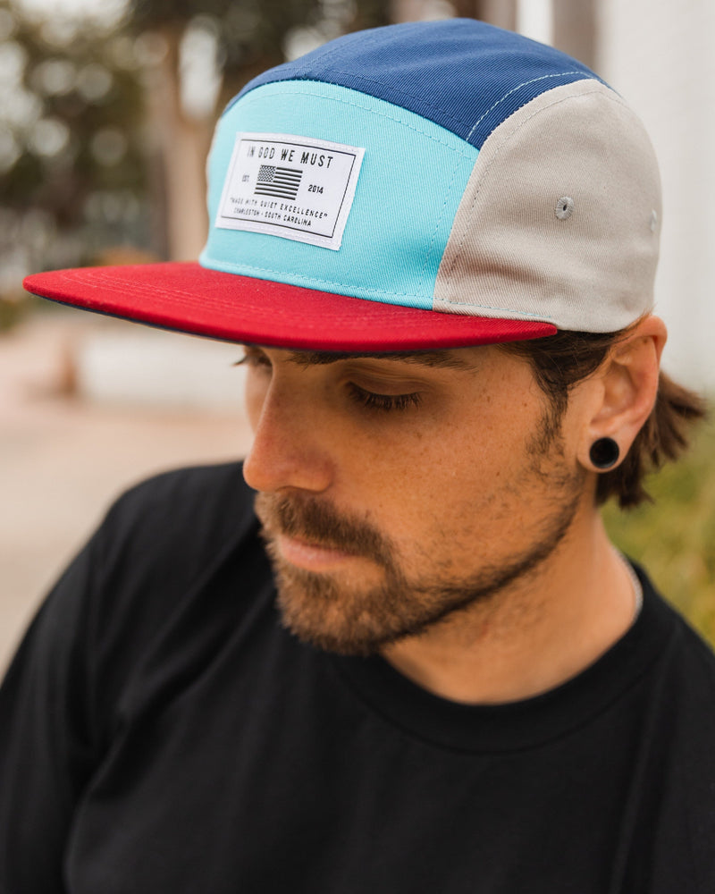 America Tri-Color Standard Five Panel Headwear In God We Must 