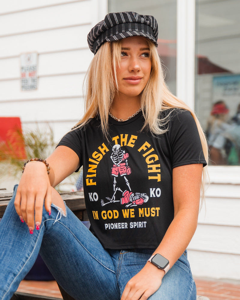 Finish The Fight Crop Tee In God We Must 