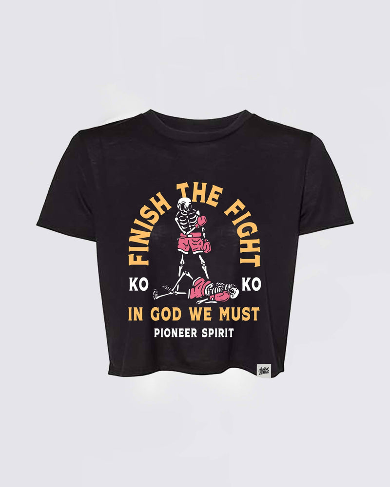 Finish The Fight Crop Tee In God We Must 