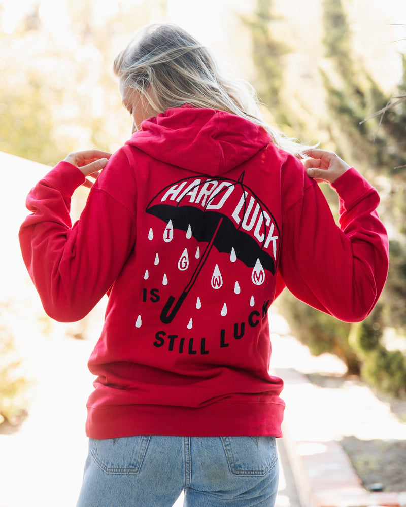 Hard Luck Red Hoodie Fleece In God We Must 