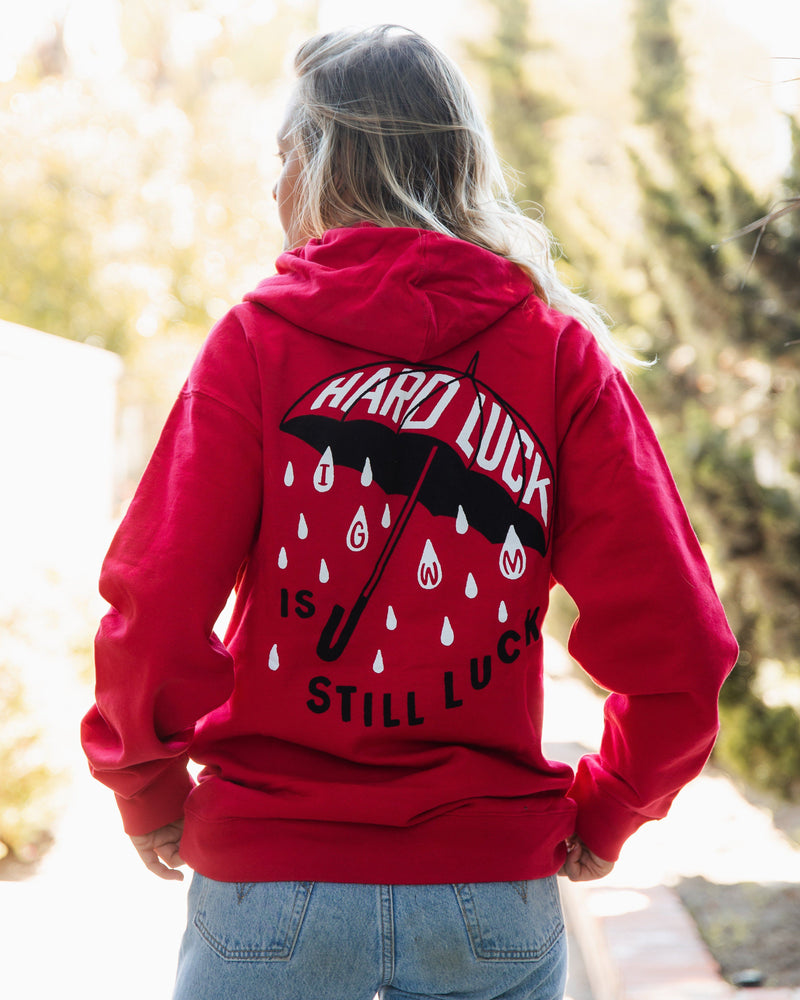 Hard Luck Red Hoodie Fleece In God We Must 