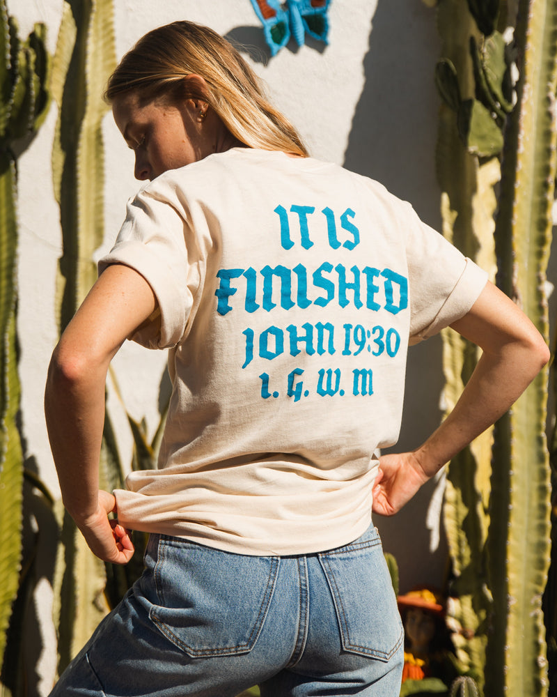 "It Is Finished" Tee - Cream Apparel In God We Must 