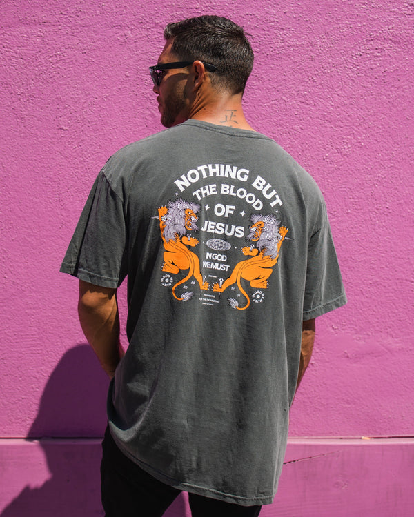 "Nothing But The Blood" Mineral Wash Tee Apparel In God We Must 