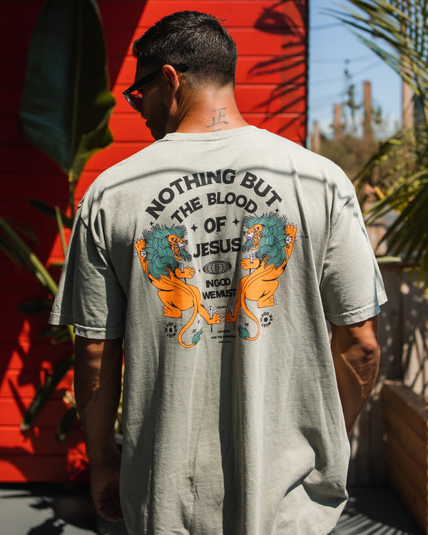 "Nothing But The Blood" Sandstone Tee Apparel In God We Must 