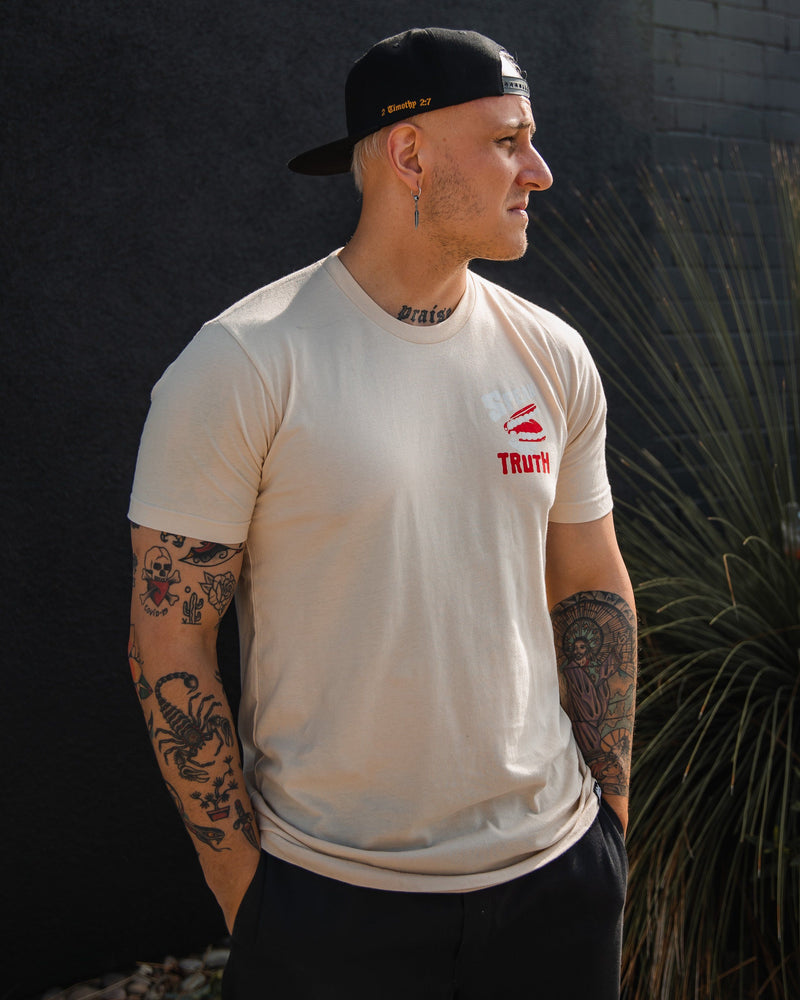 "Speak Truth" Sand Tee Apparel In God We Must 