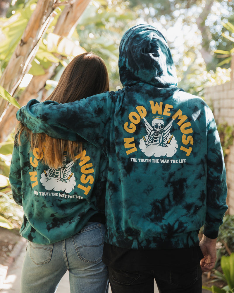 "The Way" Tie Dye Hoodie Fleece In God We Must 