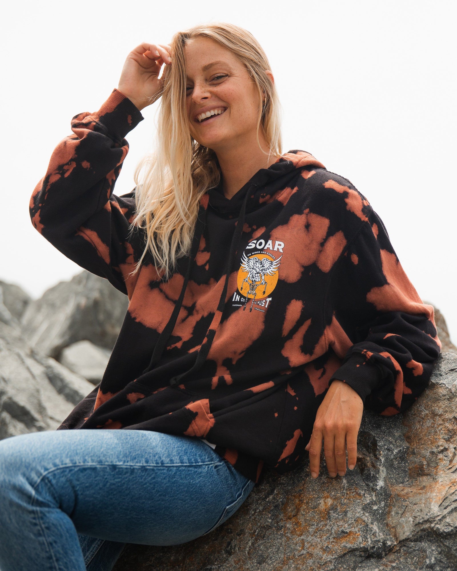 Wings Like Eagles Bleach Wash Hoodie In God We Must