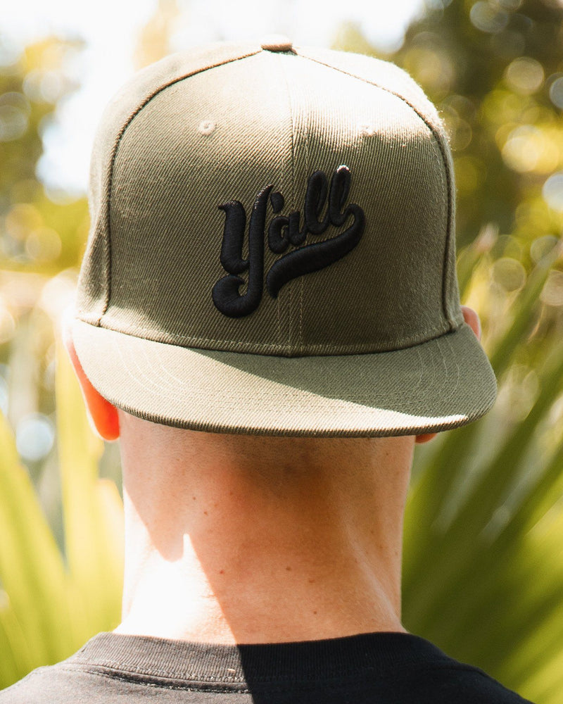 Flat Brim Snapback Hat- Y'all Embroidered