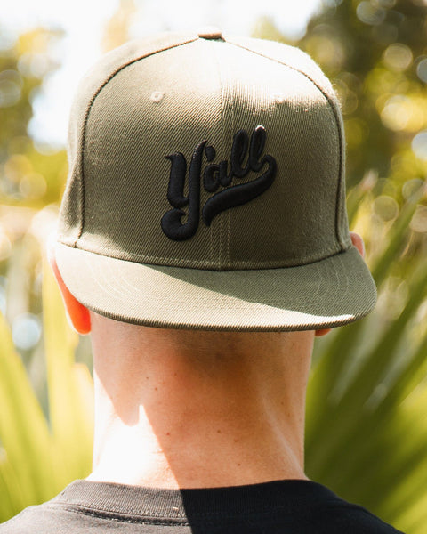 Flat Brim Snapback Hat Y all Embroidered